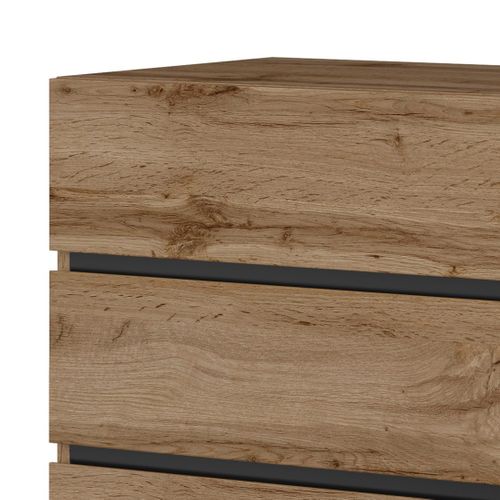 Commode Havana Chêne Et Noir – 4 Tiroirs – Style Naturel Et Rangement Moderne