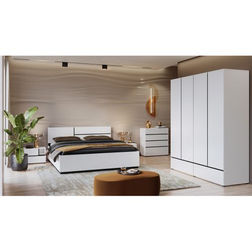 Lit Havana 160x200 Cm Blanc Et Noir – Design Moderne Et Structure Robuste