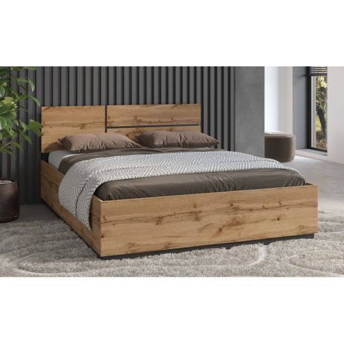 Lit Havana 160x200 Cm Blanc Et Noir – Lit Design Moderne Pour Chambre Adulte