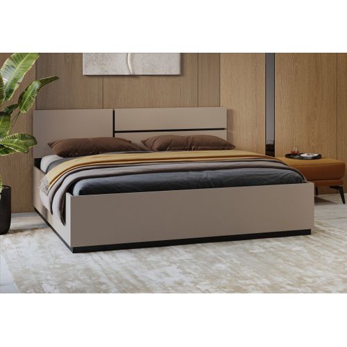 Lit Havana 160x200 Cm Beige Et Noir – Élégance Contemporaine Et Structure Sans Sommier