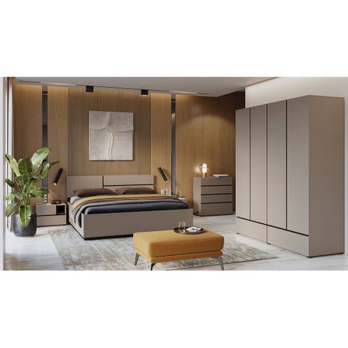 Lit Havana 160x200 Cm Beige Et Noir – Élégance Contemporaine Et Structure Sans Sommier
