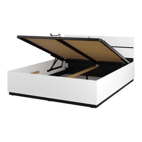 Lit Coffre Havana 180x200 Cm - Blanc Et Noir  – Lit Moderne Avec Rangement Intégré