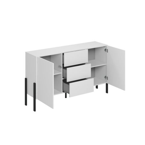 Buffet Design Collection Salma - 2 Portes et 3 Tiroirs – Blanc Super Mat et Noir Mat