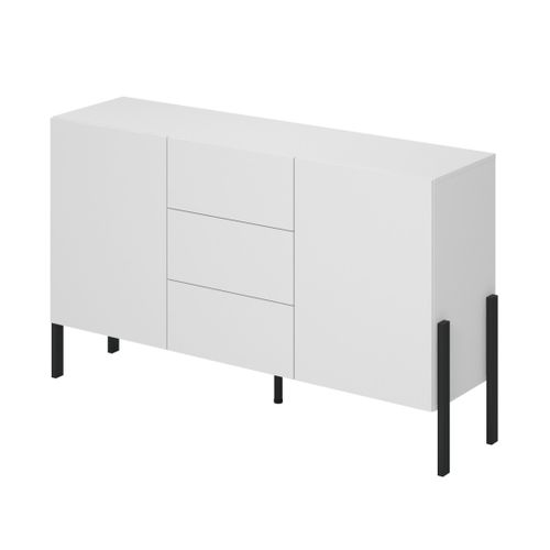 Buffet Design Collection Salma - 2 Portes et 3 Tiroirs – Blanc Super Mat et Noir Mat