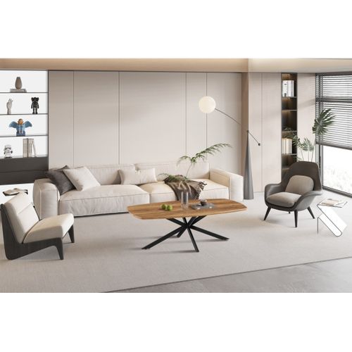 Table Basse Tunis – Coloris Bois De Manguier – Table Basse Rectangulaire 130x70 Cm – Mdf et Métal –