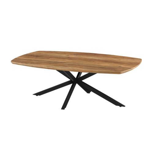 Table Basse Tunis – Coloris Bois De Manguier – Table Basse Rectangulaire 130x70 Cm – Mdf et Métal –