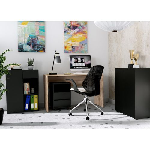 Bureau Noir Melto 130 Cm – Élégant, Moderne Et Parfait Pour Télétravail Ou Chambre Ado
