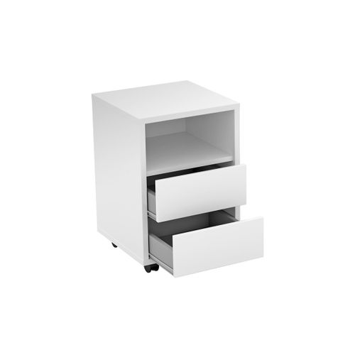 Caisson Blanc à Roulettes Melto – 2 Tiroirs Et 1 Niche – Rangement Compact Et Mobile
