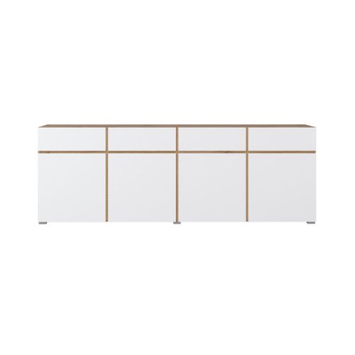 Buffet XL Havana – 225 Cm – 4 Portes Et 4 Tiroirs – Chêne Et Blanc – Design Moderne Sans Poignées