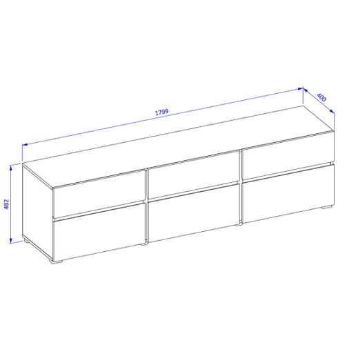 Meuble TV Havana – 180 Cm – 3 Portes Abattantes Et 3 Tiroirs – Chêne Et Blanc – Design Contemporain