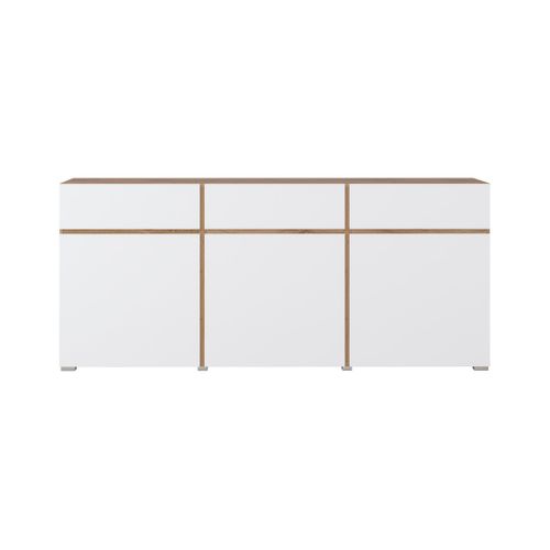 Buffet Havana – 180 Cm – 3 Portes Battantes Et 3 Tiroirs – Chêne Et Blanc – Design Contemporain