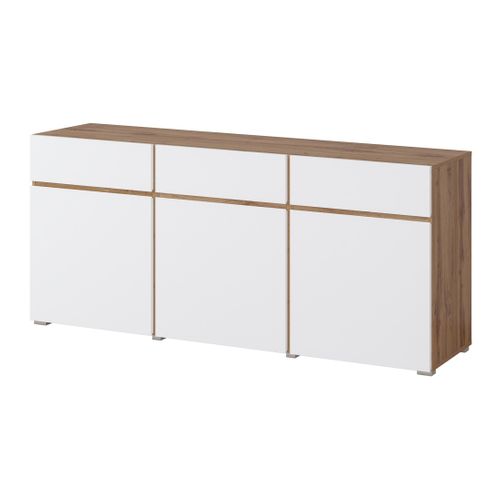 Buffet Havana – 180 Cm – 3 Portes Battantes Et 3 Tiroirs – Chêne Et Blanc – Design Contemporain