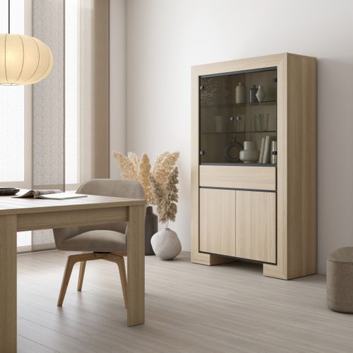 Vitrine Large Collection Copa – 4 Portes Et 1 Tiroir – Chêne Élégant – Sans Éclairage LED