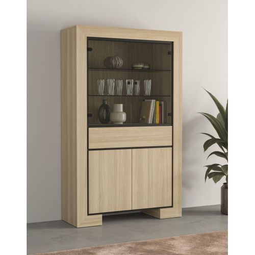 Vitrine Large Collection Copa – 4 Portes Et 1 Tiroir – Chêne Élégant – Sans Éclairage LED