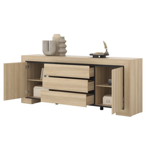 Buffet Collection Copa – 2 Portes Et 3 Tiroirs – 225x90x48 Cm – Chêne Élégant – Design Scandinave