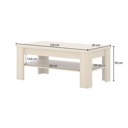 Table Basse Copa – 120x50x65 Cm – Chêne Élégant – Design Scandinave