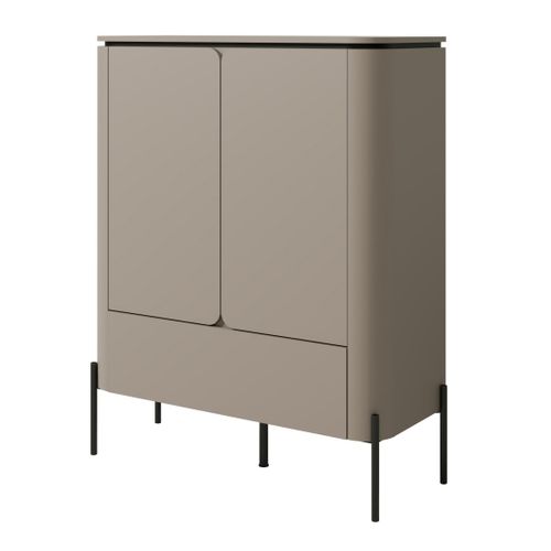 Buffet Haut Bella 2 Portes 1 Tiroir – Finition Congo Mat – Pieds Métal Noirs Élégants