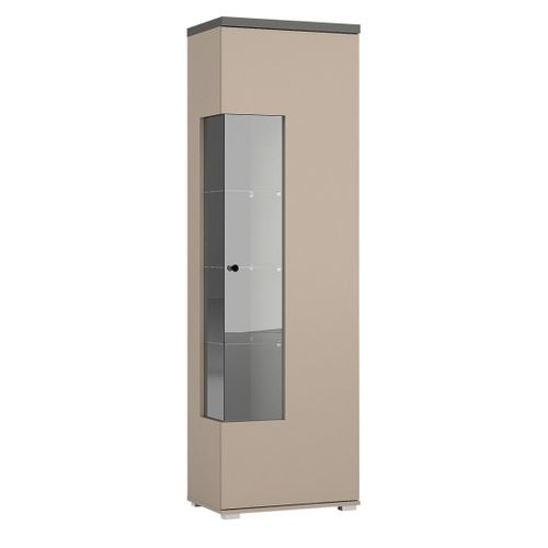 Vitrine 1 Porte Collection  Ness – Finition Congo et Anthracite – 10 Niches De Rangement – Sans LED