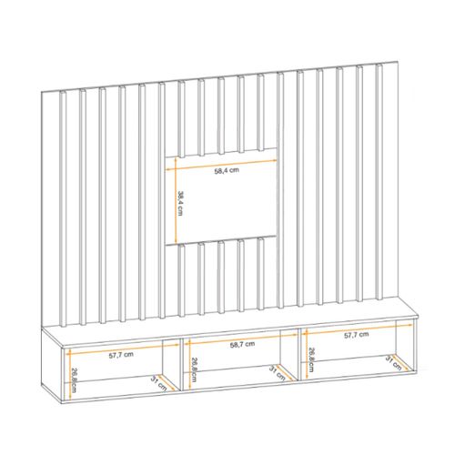 Composition Murale Tashya – Meuble TV Et Panneau Mural – Chêne Artisan Et Cachemire