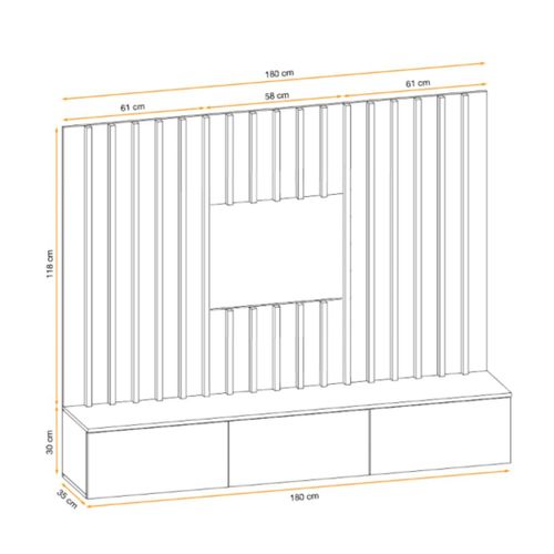 Composition Murale Tashya – Meuble TV Et Panneau Mural – Chêne Artisan Et Cachemire