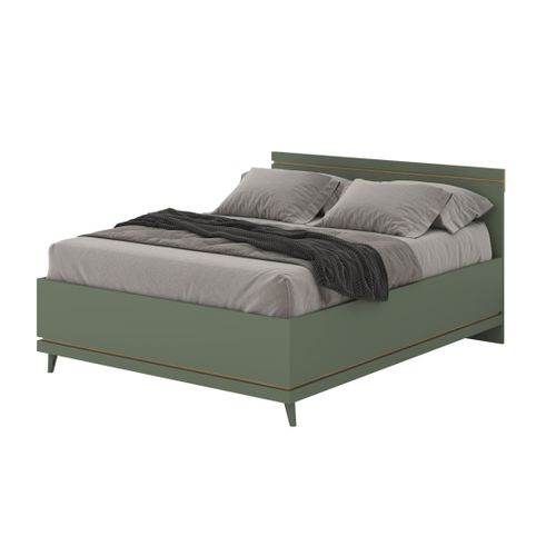 Lit Noki – 160x200 Cm Vert Et Bois – Style Scandinave