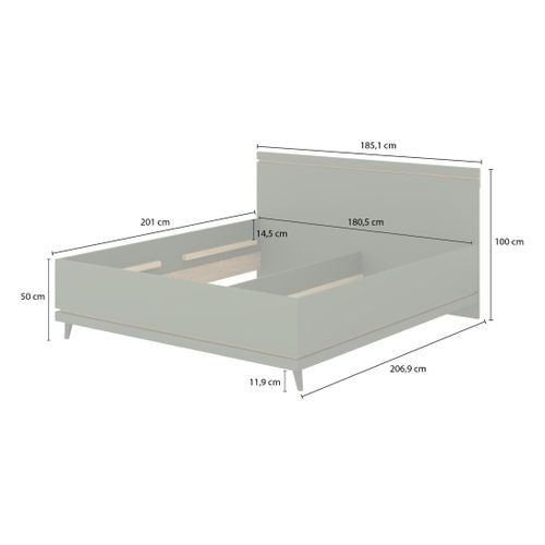 Lit Noki – 180x200 Cm Vert Et Bois – Style Scandinave