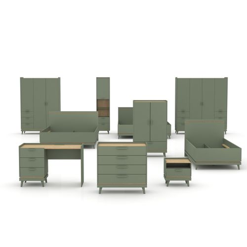 Lit Avec Sommier Noki – 180x200 Cm Vert Et Bois – Style Scandinave