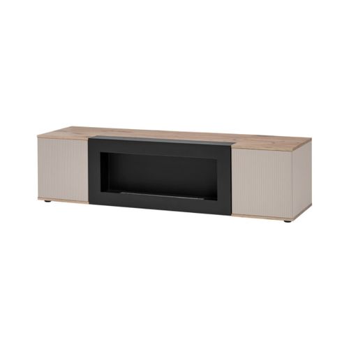 Ensemble Salon Complet Erina – Buffet Bas, Buffet Haut, Vitrine, Étagère, Meuble TV Cheminée Bio-ét