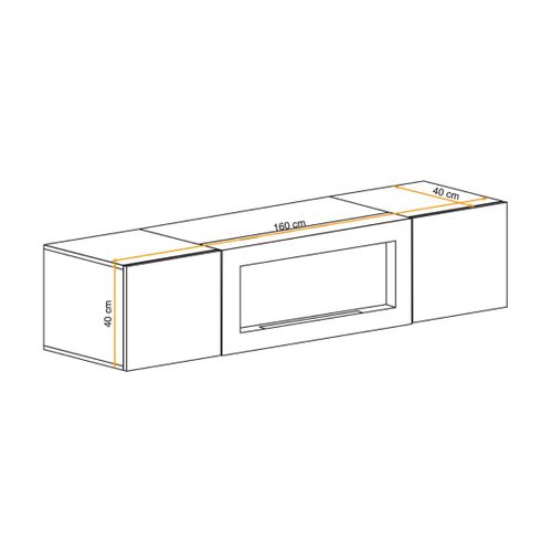 Meuble TV Fly Avec Cheminée Bio-éthanol Intégrée – Noir Et Blanc – Design Moderne