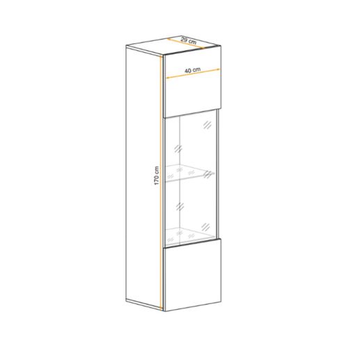 Vitrine Fly Cachemire Avec LED – 1 Porte Partiellement Vitrée