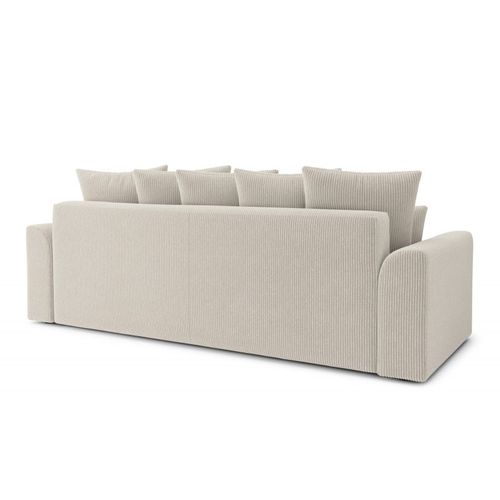 Opale - Canapé Droit Convertible Velours Côtelé 3 Places - Beige