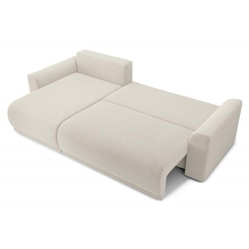 Opale - Canapé D'angle Réversible Convertible Velours Côtelé 4 Places - Beige
