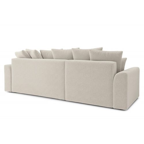 Opale - Canapé D'angle Réversible Convertible Velours Côtelé 4 Places - Beige