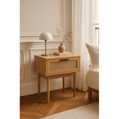 Zircon - Table De Chevet Cannage Rotin 1 Tiroir