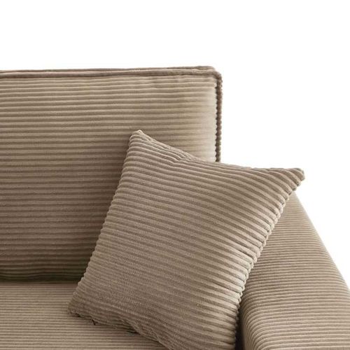 Iolite - Canapé D’angle Convertible Réversible Velours Côtelé 4 Places - Grège