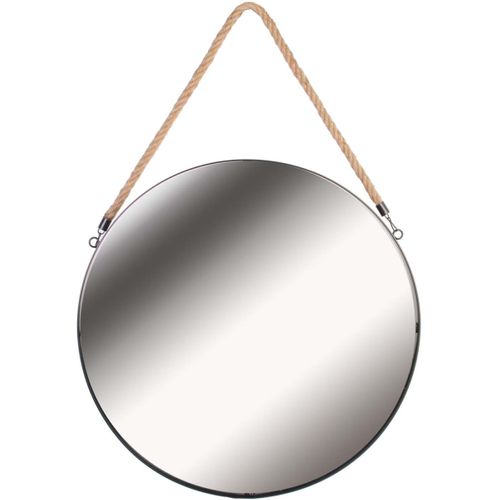 Miroir Rond Avec Anse En Jonc 50 Cm Noir