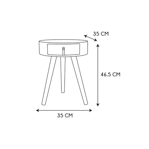 Chevet En Bois Scandinave Nora D.35 cm Blanc