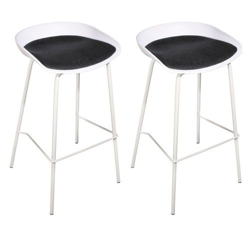 Lot De 2 Tabourets De Bar "hella" 84cm Blanc