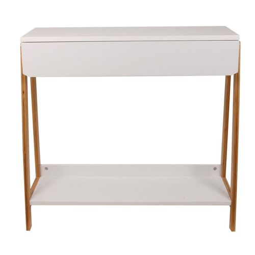 Console 1 Tiroir "malaga" 83cm Blanc et Naturel