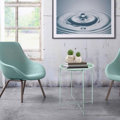 Table D'appoint En Métal "lesea" 60cm Vert D'eau