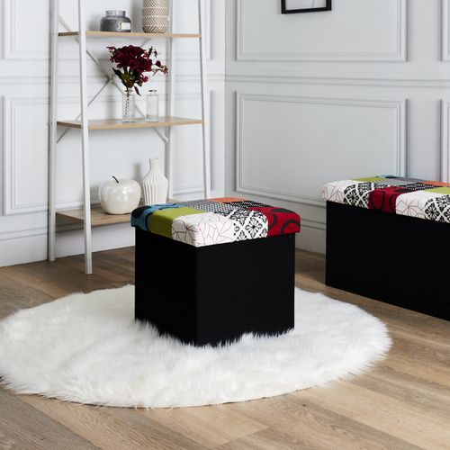 Coffre Pouf Pliable Couvercle Patchwork