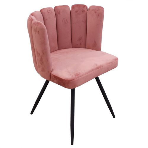 Chaise Design Effet Velours Ariel - Rose