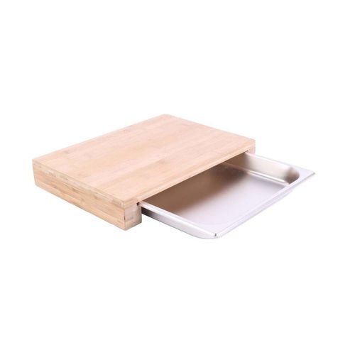 Planche à Découper En Bambou Avec Tiroir Intégré 38 X 26 Cm