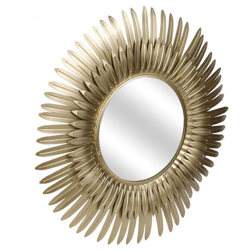 Miroir Plumes En Métal Doré 53 Cm