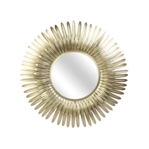 Miroir Plumes En Métal Doré 53 Cm
