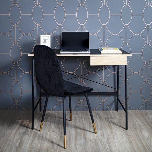 Bureau Industriel En Bois Et Métal - L.100 X H.75 Cm - Noir