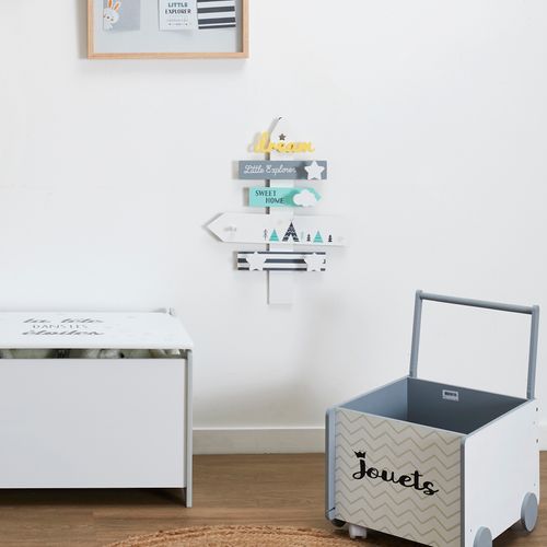 Décoration Murale Panneau Directionnel Avec 4 Patères Dream