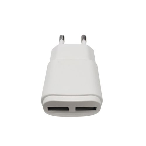 Prise Secteur Double Port USB "plug" 8cm Blanc