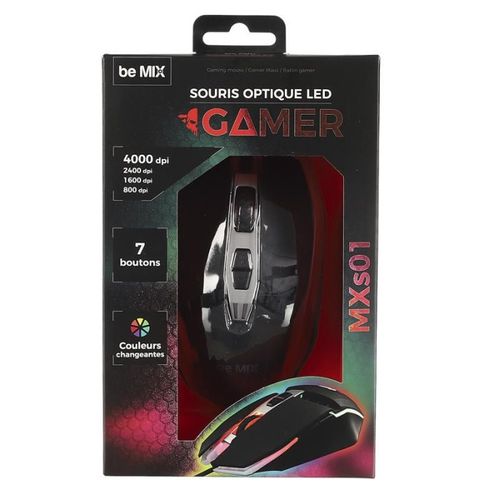 Souris Optique LED "gamer" 12cm Noir