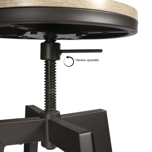 Table Haute Avec Tabourets Design Industriel Aria - 2 Personnes - Noir